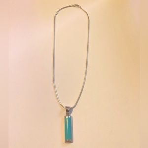 Vintage 925 Italy snake chain with stamped 950 Taxico Monteros Turquoise pendant